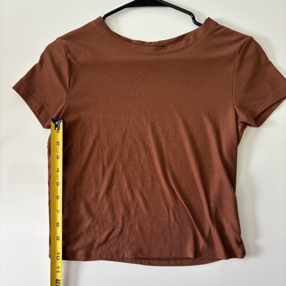 Splash Brown Ribbed Short Sleeve Tee - Picture 5 of 8